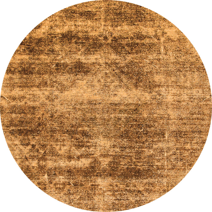 Round Machine Washable Abstract Orange Modern Area Rugs, wshabs876org