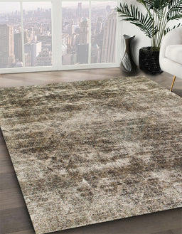 Abstract Tan Brown Modern Rug in Family Room, abs876