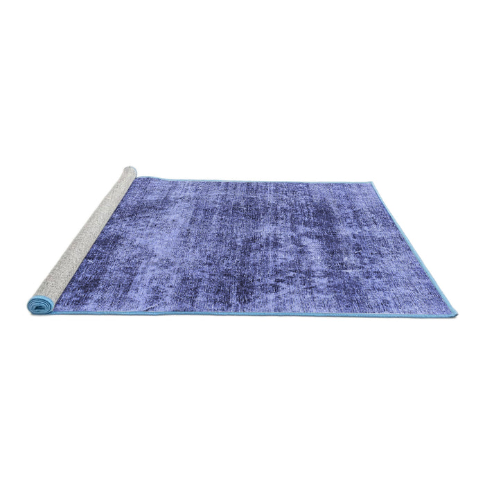 Sideview of Machine Washable Abstract Blue Modern Rug, wshabs876blu