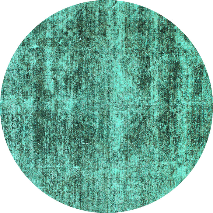 Round Machine Washable Abstract Turquoise Modern Area Rugs, wshabs876turq