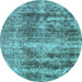 Round Abstract Light Blue Modern Rug, abs876lblu