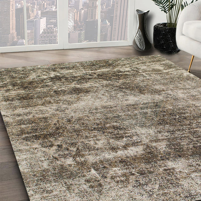 Abstract Tan Brown Modern Rug in Family Room, abs876
