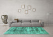 Machine Washable Abstract Turquoise Modern Area Rugs in a Living Room,, wshabs876turq