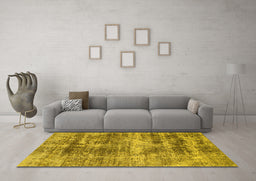 Machine Washable Abstract Yellow Modern Rug in a Living Room, wshabs876yw