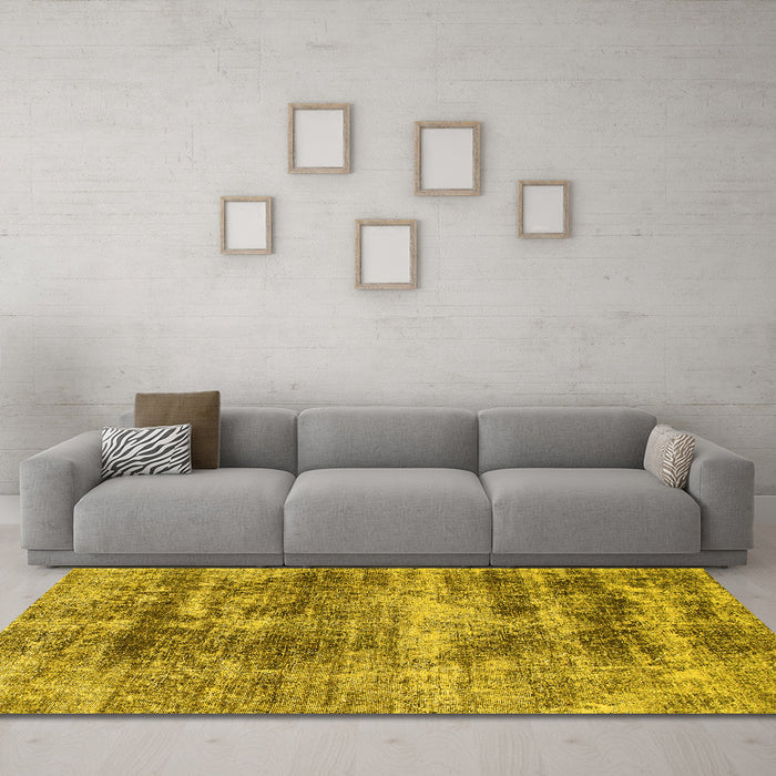 Machine Washable Abstract Yellow Modern Rug in a Living Room, wshabs876yw