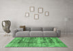 Machine Washable Abstract Emerald Green Modern Area Rugs in a Living Room,, wshabs876emgrn