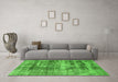 Machine Washable Abstract Green Modern Area Rugs in a Living Room,, wshabs876grn