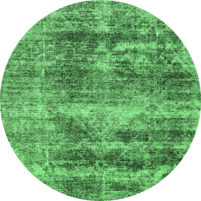 Round Abstract Emerald Green Modern Rug, abs876emgrn