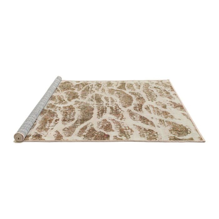 Sideview of Machine Washable Abstract Wheat Beige Rug, wshabs877