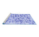 Sideview of Machine Washable Abstract Blue Modern Rug, wshabs877blu