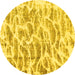 Round Machine Washable Abstract Yellow Modern Rug, wshabs877yw