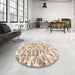 Round Machine Washable Abstract Wheat Beige Rug in a Office, wshabs877