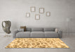 Machine Washable Abstract Brown Modern Rug in a Living Room,, wshabs877brn