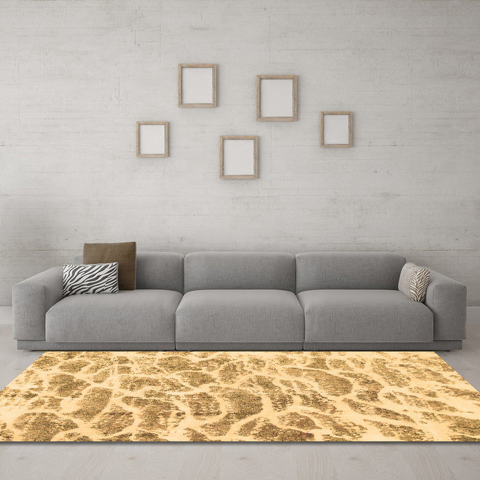 Machine Washable Abstract Brown Modern Rug in a Living Room,, wshabs877brn