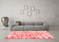 Machine Washable Abstract Red Modern Rug, wshabs877red