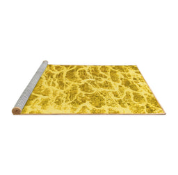 Sideview of Machine Washable Abstract Yellow Modern Rug, wshabs877yw