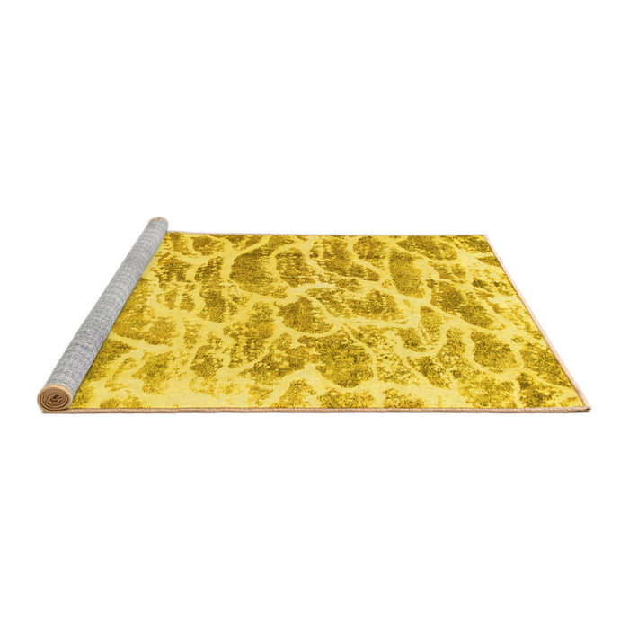 Sideview of Machine Washable Abstract Yellow Modern Rug, wshabs877yw