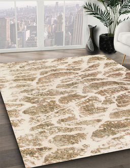Machine Washable Abstract Wheat Beige Rug in a Family Room, wshabs877