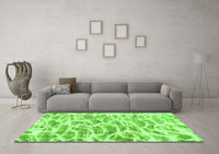 Machine Washable Abstract Green Modern Rug, wshabs877grn