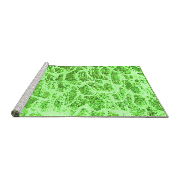 Sideview of Machine Washable Abstract Green Modern Area Rugs, wshabs877grn