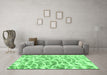 Machine Washable Abstract Emerald Green Modern Area Rugs in a Living Room,, wshabs877emgrn