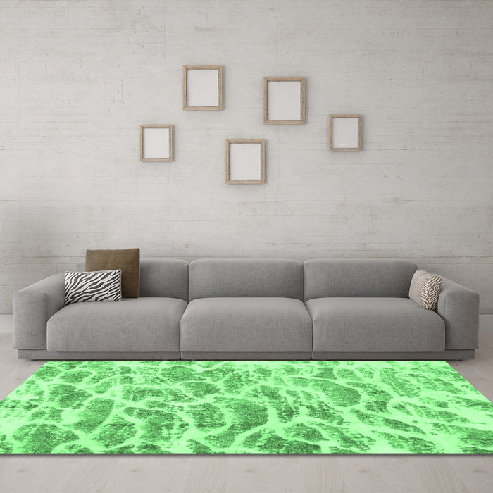 Machine Washable Abstract Emerald Green Modern Area Rugs in a Living Room,, wshabs877emgrn