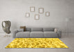 Machine Washable Abstract Yellow Modern Rug in a Living Room, wshabs877yw