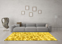 Machine Washable Abstract Yellow Modern Rug, wshabs877yw