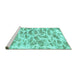 Sideview of Machine Washable Abstract Turquoise Modern Area Rugs, wshabs877turq