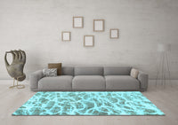 Machine Washable Abstract Light Blue Modern Rug, wshabs877lblu