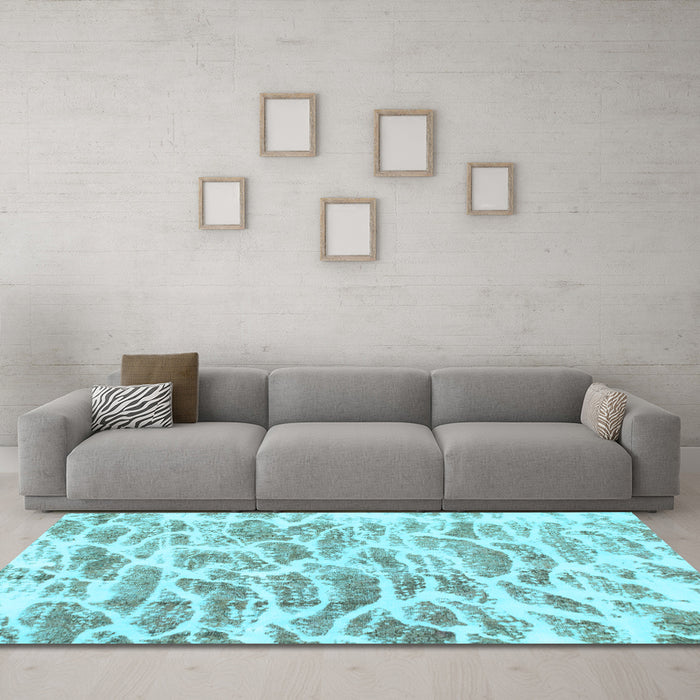 Machine Washable Abstract Light Blue Modern Rug in a Living Room, wshabs877lblu