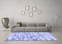 Machine Washable Abstract Blue Modern Rug, wshabs877blu