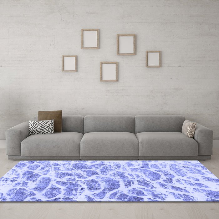 Machine Washable Abstract Blue Modern Rug in a Living Room, wshabs877blu