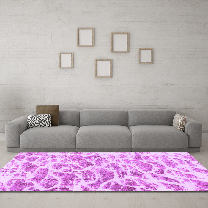 Machine Washable Abstract Purple Modern Area Rugs in a Living Room, wshabs877pur