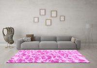 Machine Washable Abstract Pink Modern Rug, wshabs877pnk