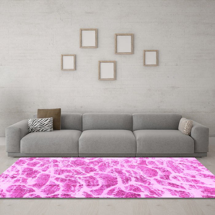 Machine Washable Abstract Pink Modern Rug in a Living Room, wshabs877pnk