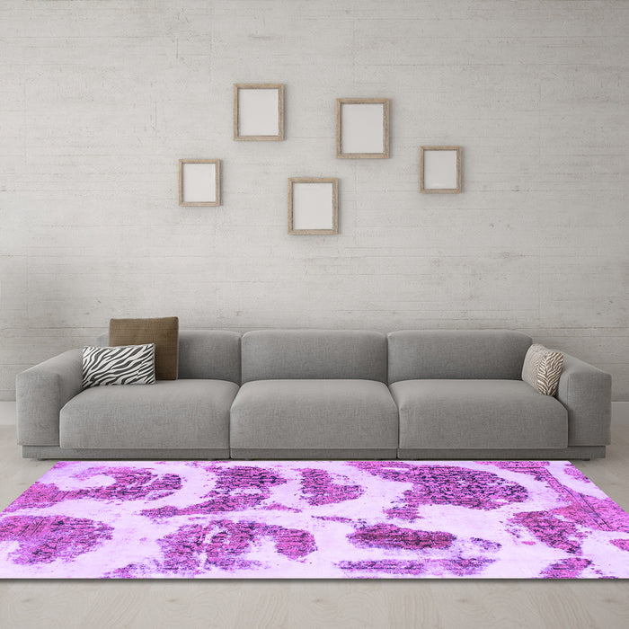 Machine Washable Abstract Purple Modern Area Rugs in a Living Room, wshabs878pur