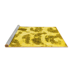 Sideview of Machine Washable Abstract Yellow Modern Rug, wshabs878yw