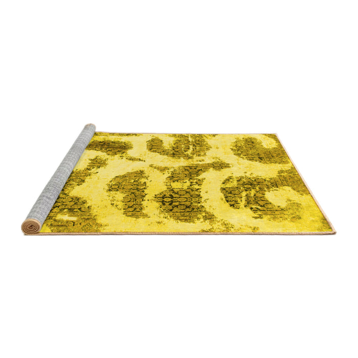 Sideview of Machine Washable Abstract Yellow Modern Rug, wshabs878yw