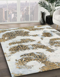 Abstract Dark Almond Brown Modern Rug, abs878