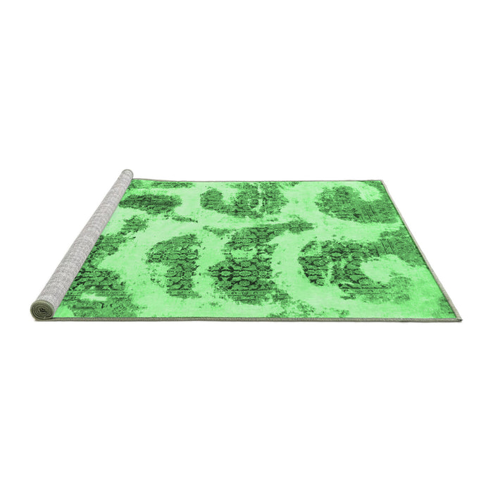 Sideview of Machine Washable Abstract Emerald Green Modern Area Rugs, wshabs878emgrn