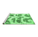 Sideview of Machine Washable Abstract Emerald Green Modern Area Rugs, wshabs878emgrn