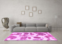 Machine Washable Abstract Pink Modern Rug, wshabs878pnk