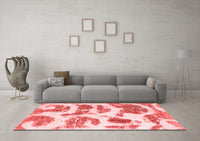 Machine Washable Abstract Red Modern Rug, wshabs878red