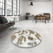 Round Machine Washable Abstract Dark Almond Brown Rug in a Office, wshabs878