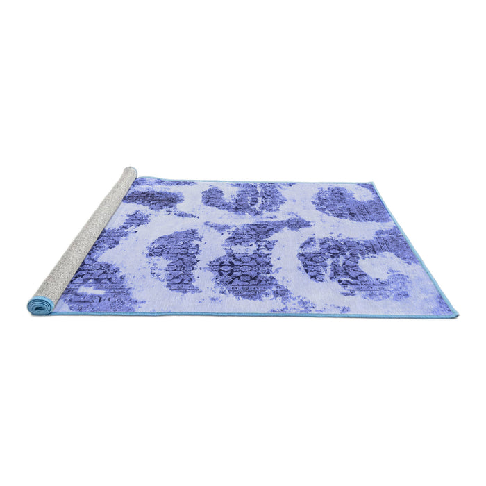 Sideview of Machine Washable Abstract Blue Modern Rug, wshabs878blu