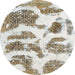 Round Abstract Dark Almond Brown Modern Rug, abs878