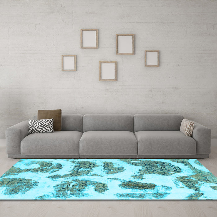 Machine Washable Abstract Light Blue Modern Rug in a Living Room, wshabs878lblu