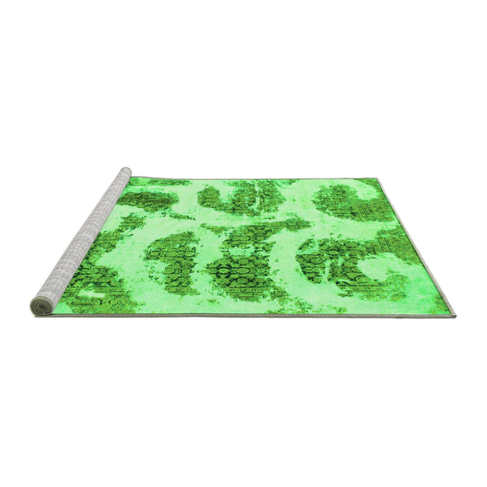 Sideview of Machine Washable Abstract Green Modern Area Rugs, wshabs878grn