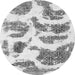 Round Machine Washable Abstract Gray Modern Rug, wshabs878gry